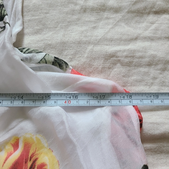 M Made in Italy Women's Silk Floral Roses Sheer Tie Back Sleeveless Blouse - Picture 6 of 14